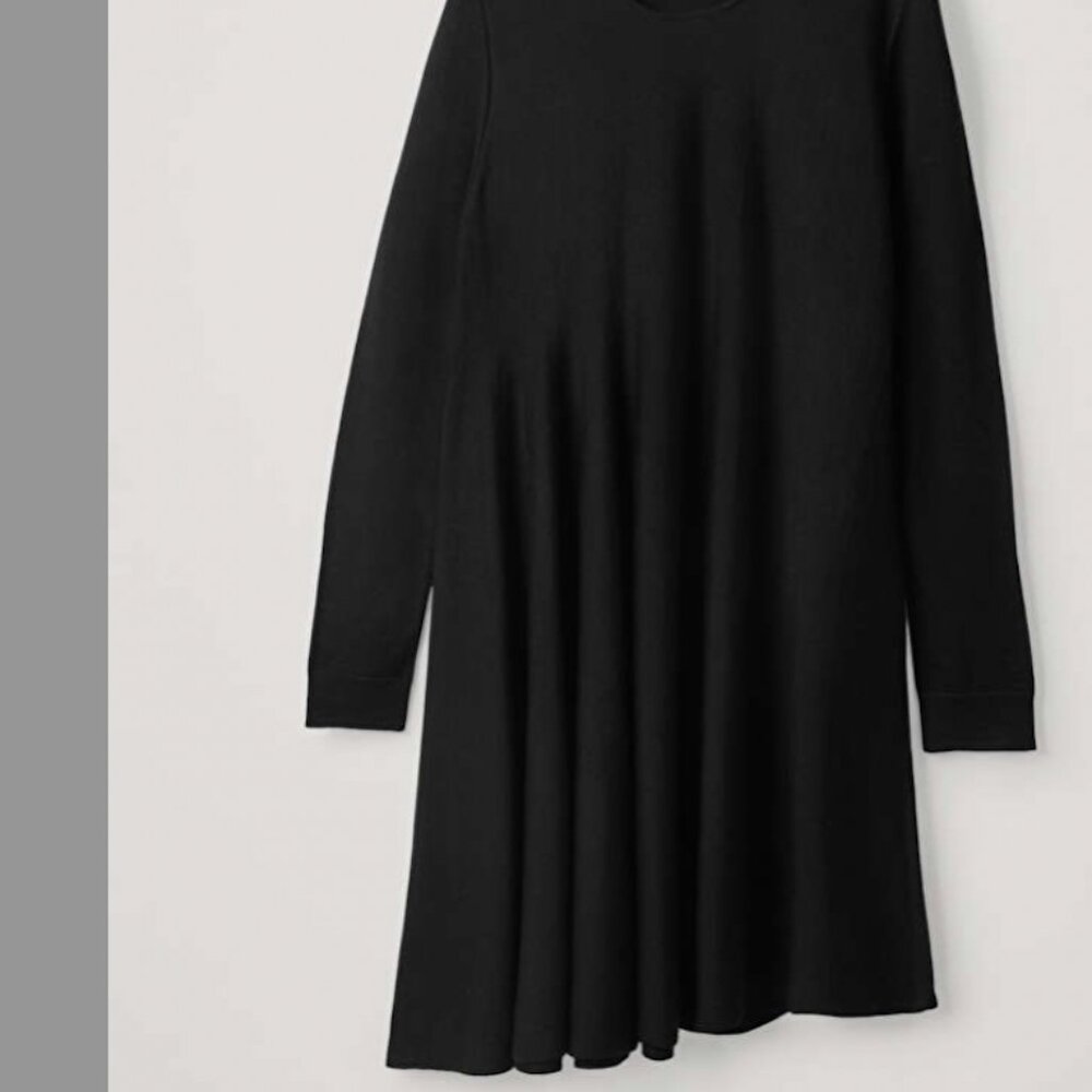 COS Asymmetric wool dress - black, wool - small